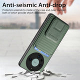 Phone-Case-for-Honor-Magic4-Pro-Carbon-Fiber-with-Card-Holder,-Green