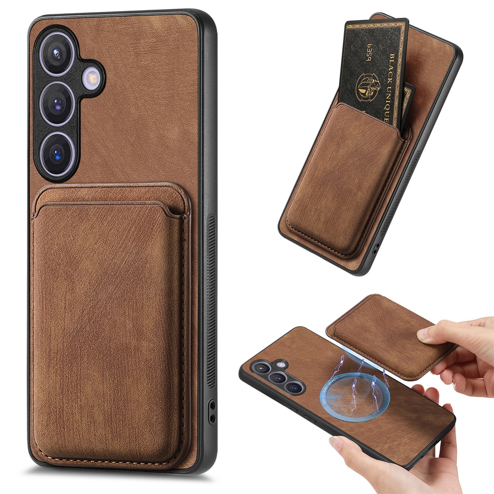 For-Samsung-Galaxy-S24-5G-Retro-Leather-Card-Bag-Magnetic-Phone-Case(Brown)