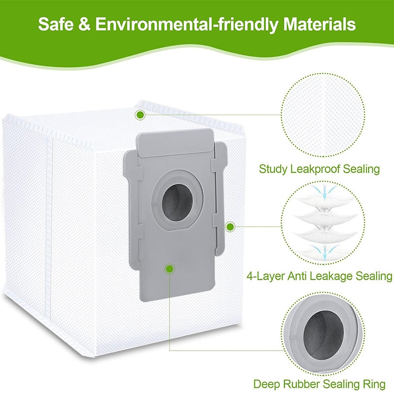 JUNSUNMAY 5pcs For iRobot Roomba i & s & j Series  i8 / i8+ / s9 / s9+ Vacuum Bags Automatic Disposal Dust Bags