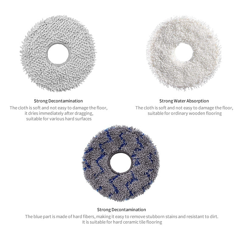JUNSUNMAY 4pcs Washable Mop Pads Replacement for ECOVACS DEEBOT X1 Turbo / X2 Omni / T20 Pro(Blue+Grey)