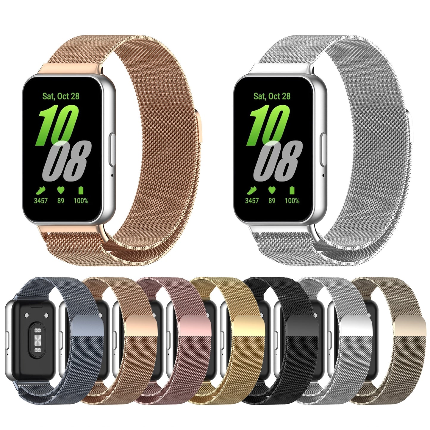 For-Samsung-Galaxy-Fit-3-Milanese-Metal-Steel-Mesh-Watch-Band(Gold)