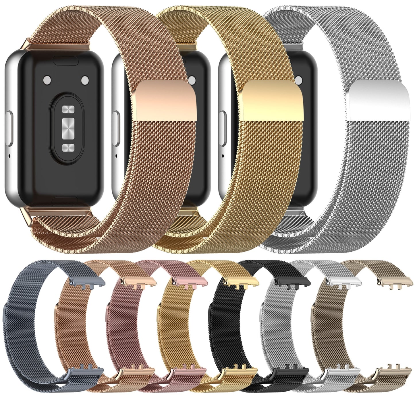 For-Samsung-Galaxy-Fit-3-Milanese-Metal-Steel-Mesh-Watch-Band(Gold)