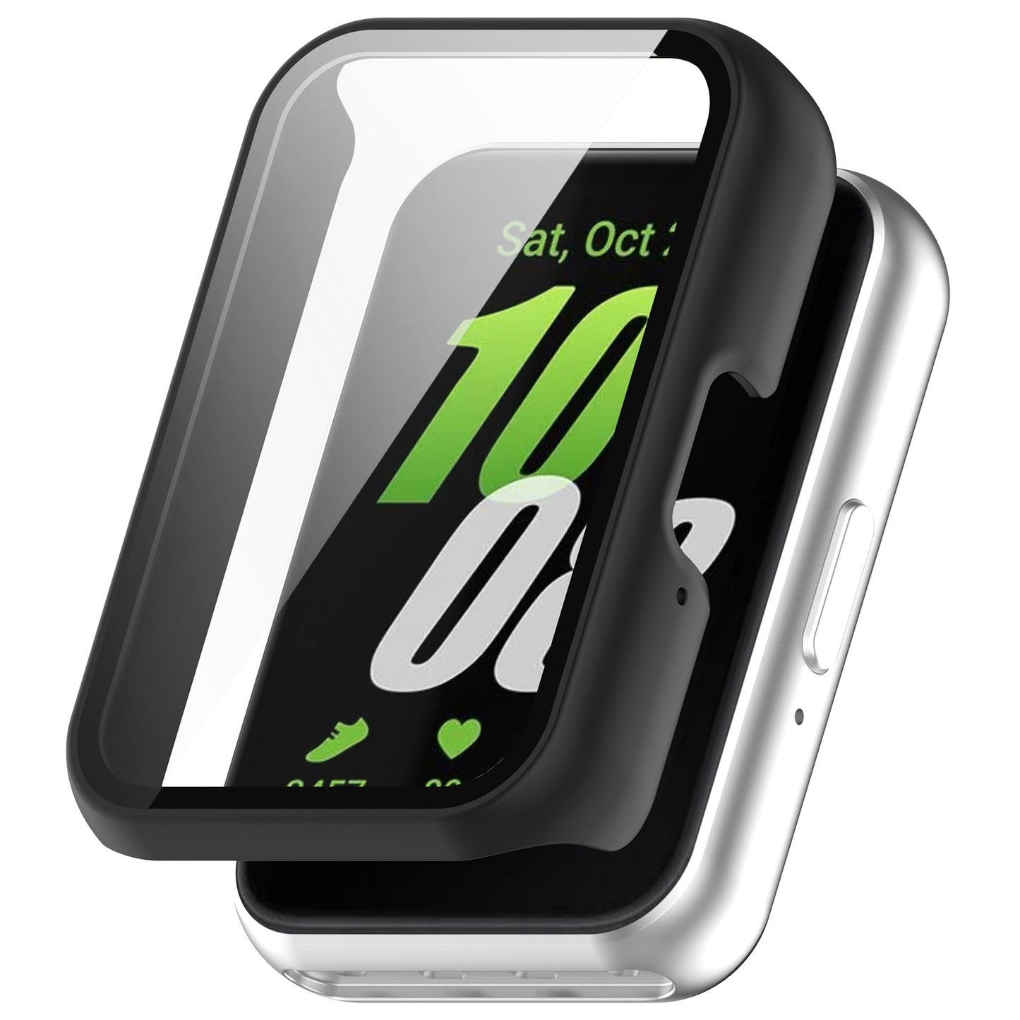 For-Samsung-Galaxy-Fit-3-SM-R390-PC-+-Tempered-Glass-Film-Integrated-Watch-Protective-Case(Black)