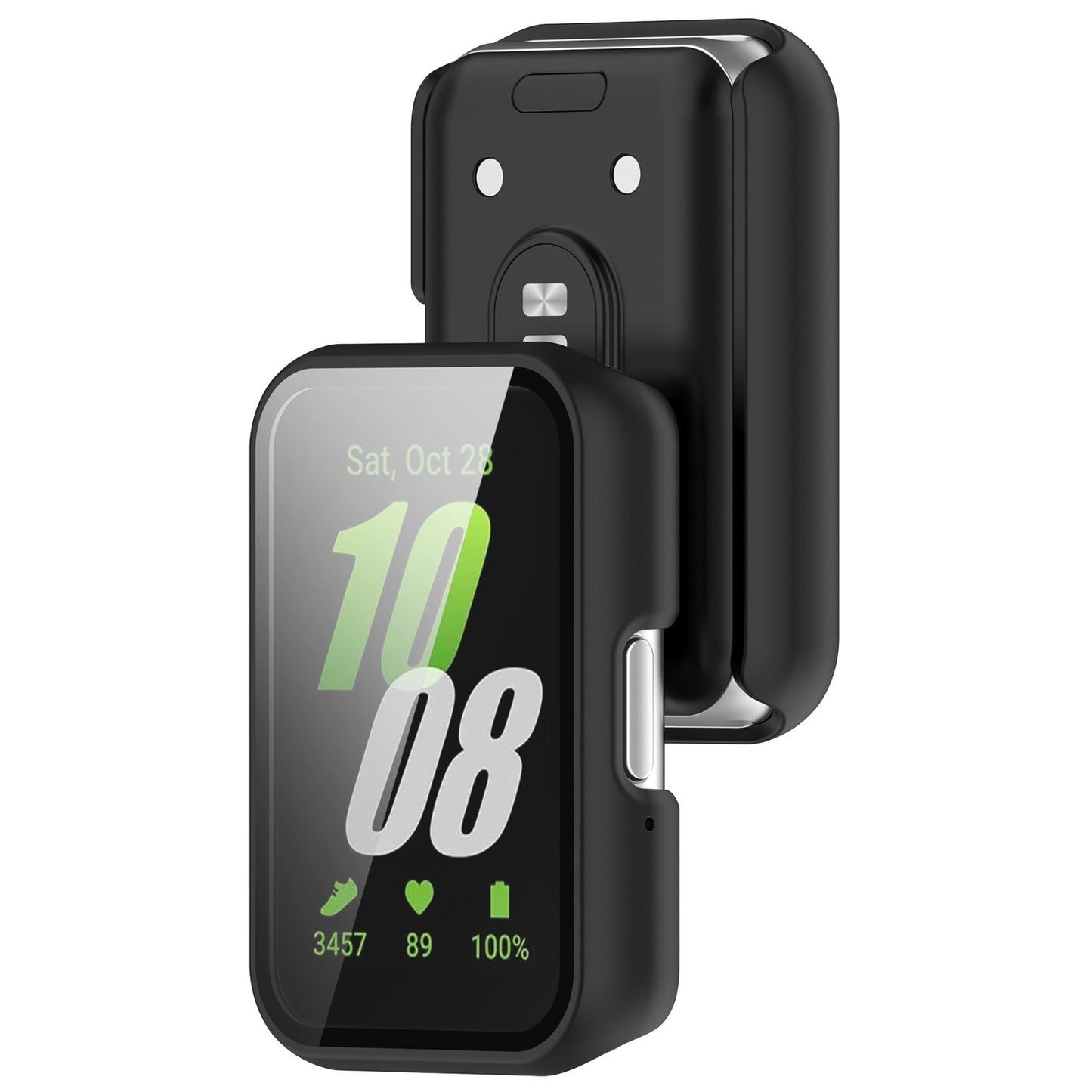 For-Samsung-Galaxy-Fit-3-SM-R390-PC-+-Tempered-Glass-Film-Integrated-Watch-Protective-Case(Black)