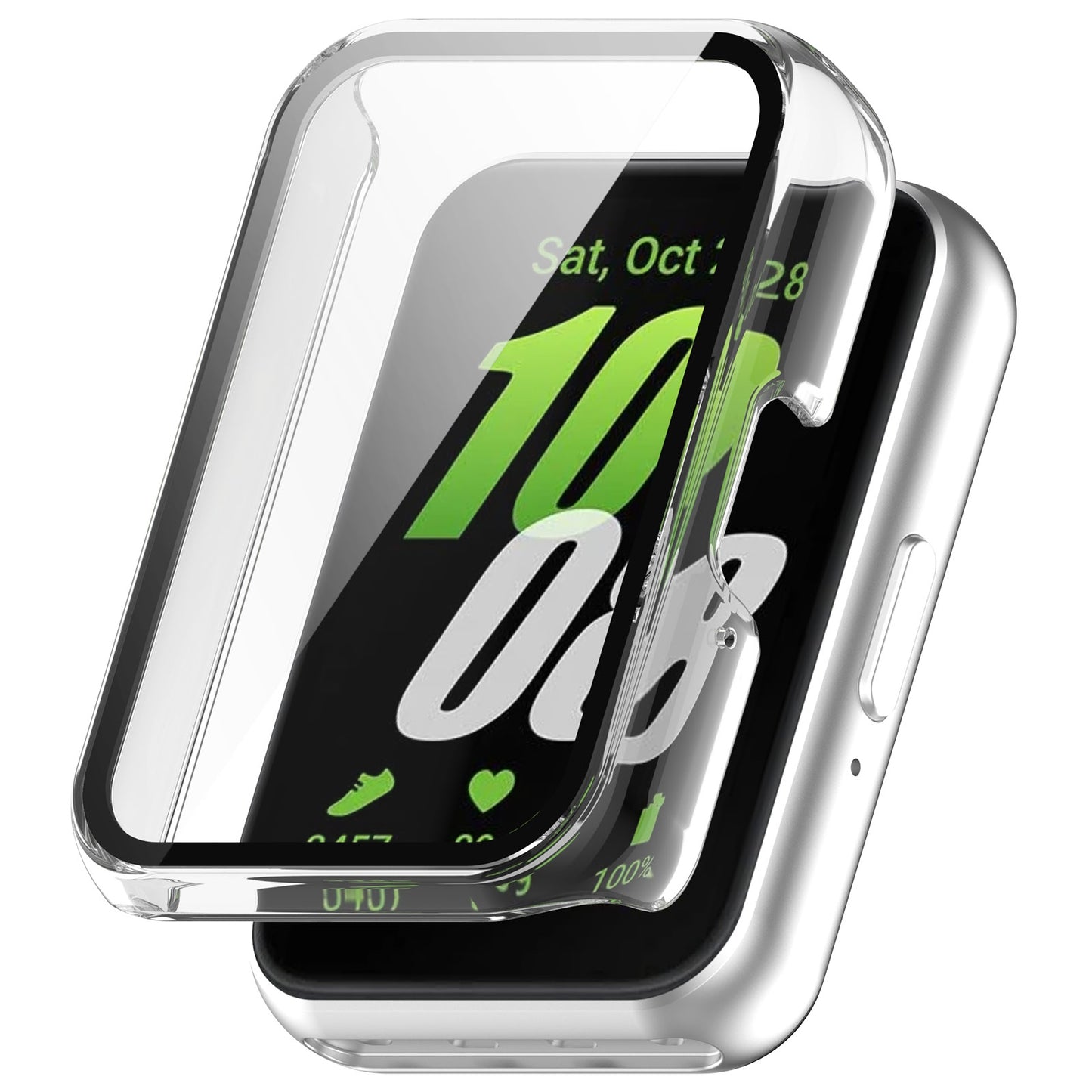 For-Samsung-Galaxy-Fit-3-SM-R390-PC-+-Tempered-Glass-Film-Integrated-Watch-Protective-Case(Transparent)