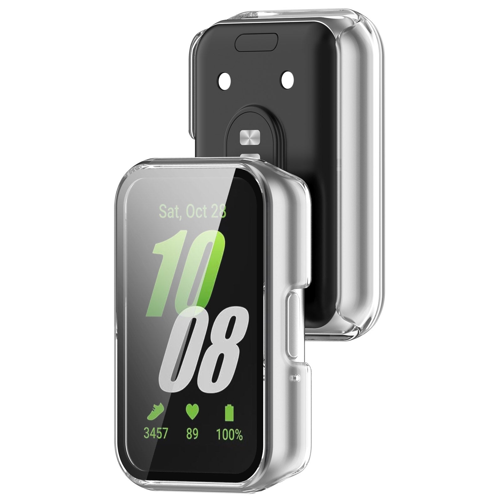 For-Samsung-Galaxy-Fit-3-SM-R390-PC-+-Tempered-Glass-Film-Integrated-Watch-Protective-Case(Transparent)