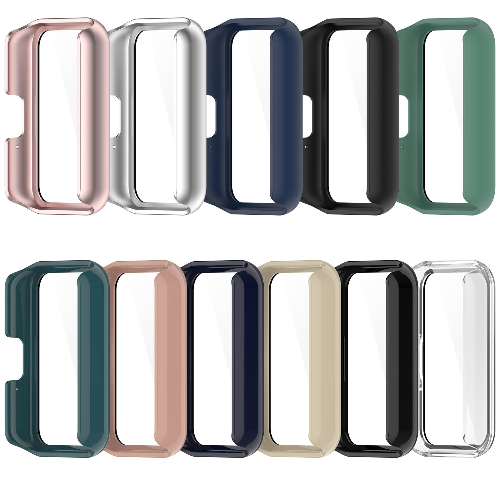 For-Samsung-Galaxy-Fit-3-SM-R390-PC-+-Tempered-Glass-Film-Integrated-Watch-Protective-Case(Black)
