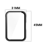 For-Samsung-Galaxy-Fit-3-SM-R390-PC-+-Tempered-Glass-Film-Integrated-Watch-Protective-Case(Black)