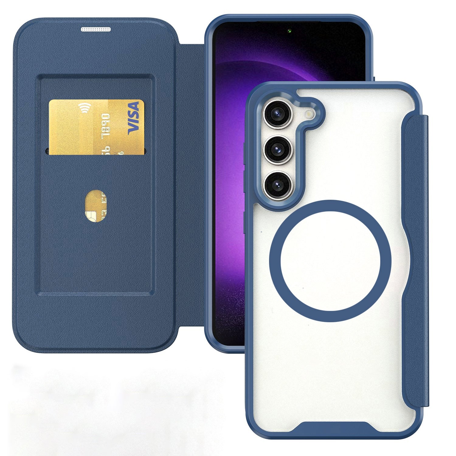 For-Samsung-Galaxy-S24-5G-MagSafe-RFID-Blocking-Adsorption-Flip-Leather-Phone-Case(Blue)