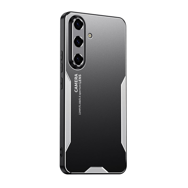 For-Samsung-Galaxy-S24-5G-Blade-Series-TPU-Hybrid-Metal-Phone-Case(Silver)