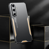 For-Samsung-Galaxy-S24-5G-Blade-Series-TPU-Hybrid-Metal-Phone-Case(Silver)