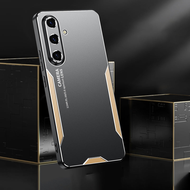 For-Samsung-Galaxy-S24-5G-Blade-Series-TPU-Hybrid-Metal-Phone-Case(Silver)