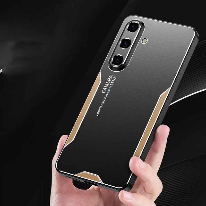 For-Samsung-Galaxy-S24-5G-Blade-Series-TPU-Hybrid-Metal-Phone-Case(Silver)