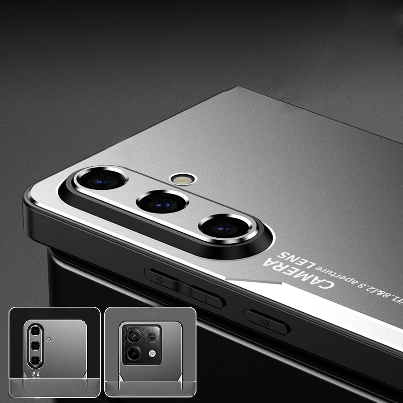 For-Samsung-Galaxy-S24-5G-Blade-Series-TPU-Hybrid-Metal-Phone-Case(Silver)