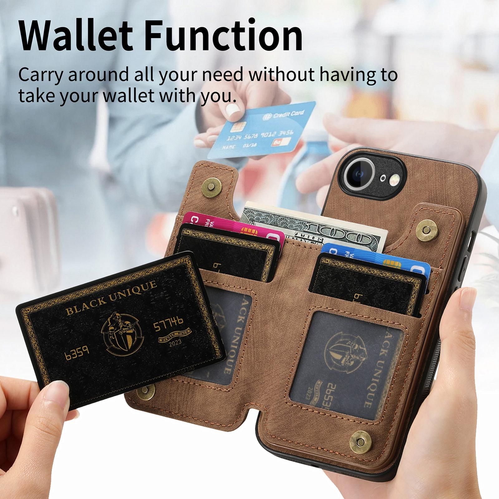 For-iPhone-17e-/-16e-Retro-Leather-Zipper-Wallet-Back-Phone-Case(Brown)