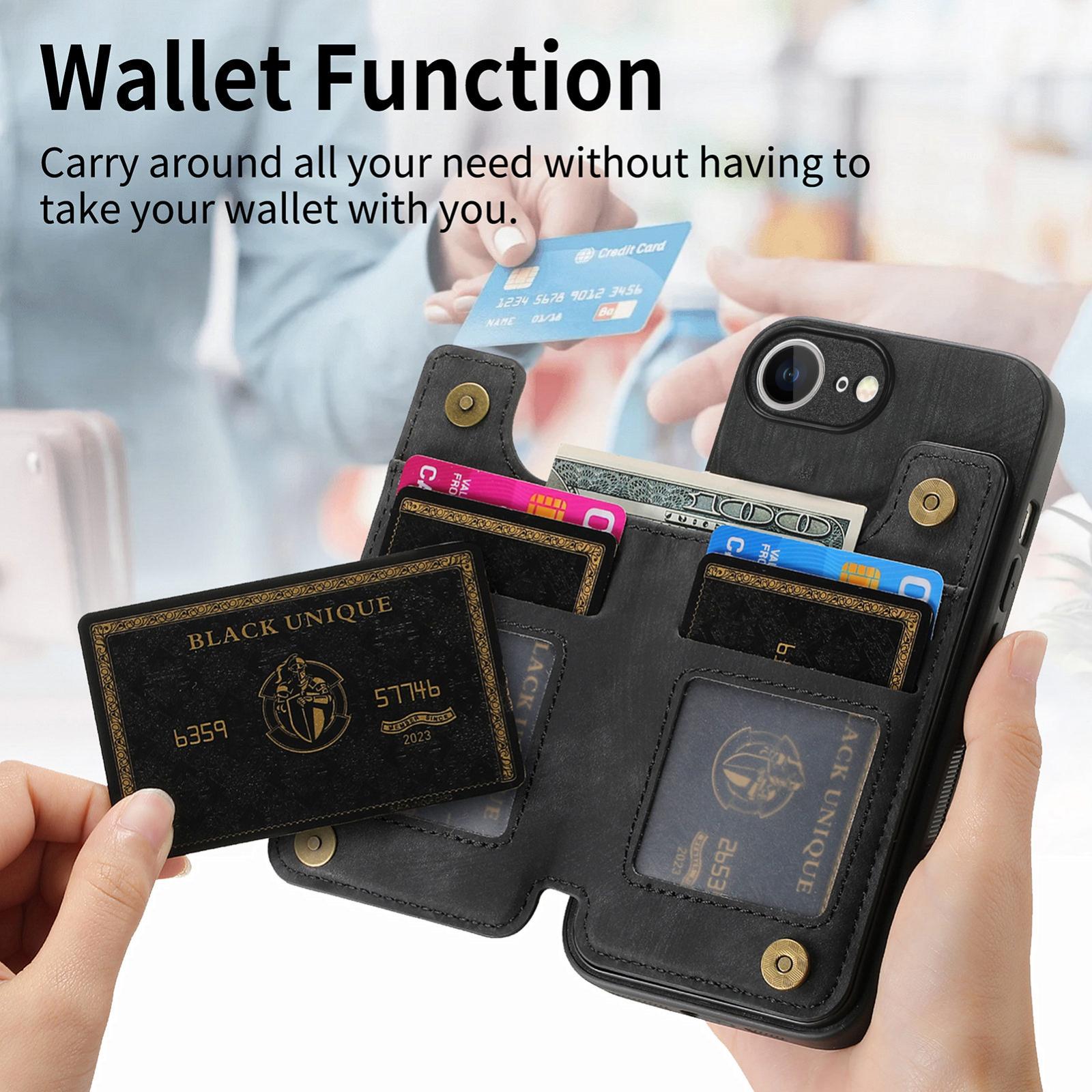 For-iPhone-17e-/-16e-Retro-Leather-Zipper-Wallet-Back-Phone-Case(Black)