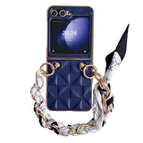 For-Samsung-Galaxy-Z-Flip5-Checkered-Scarf-Bracelet-Phone-Case(Blue)