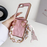 For-Samsung-Galaxy-Z-Flip5-Checkered-Scarf-Bracelet-Phone-Case(Blue)