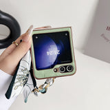 For-Samsung-Galaxy-Z-Flip5-Checkered-Scarf-Bracelet-Phone-Case(Blue)