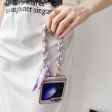 For-Samsung-Galaxy-Z-Flip5-Checkered-Scarf-Bracelet-Phone-Case(Blue)