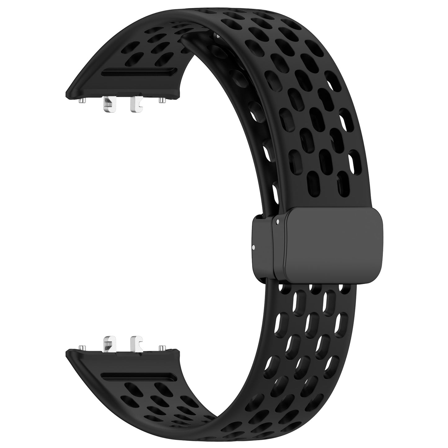 For-Samsung-Galaxy-Fit-3-Hole-Style-Magnetic-Folding-Buckle-Silicone-Watch-Band(Black)
