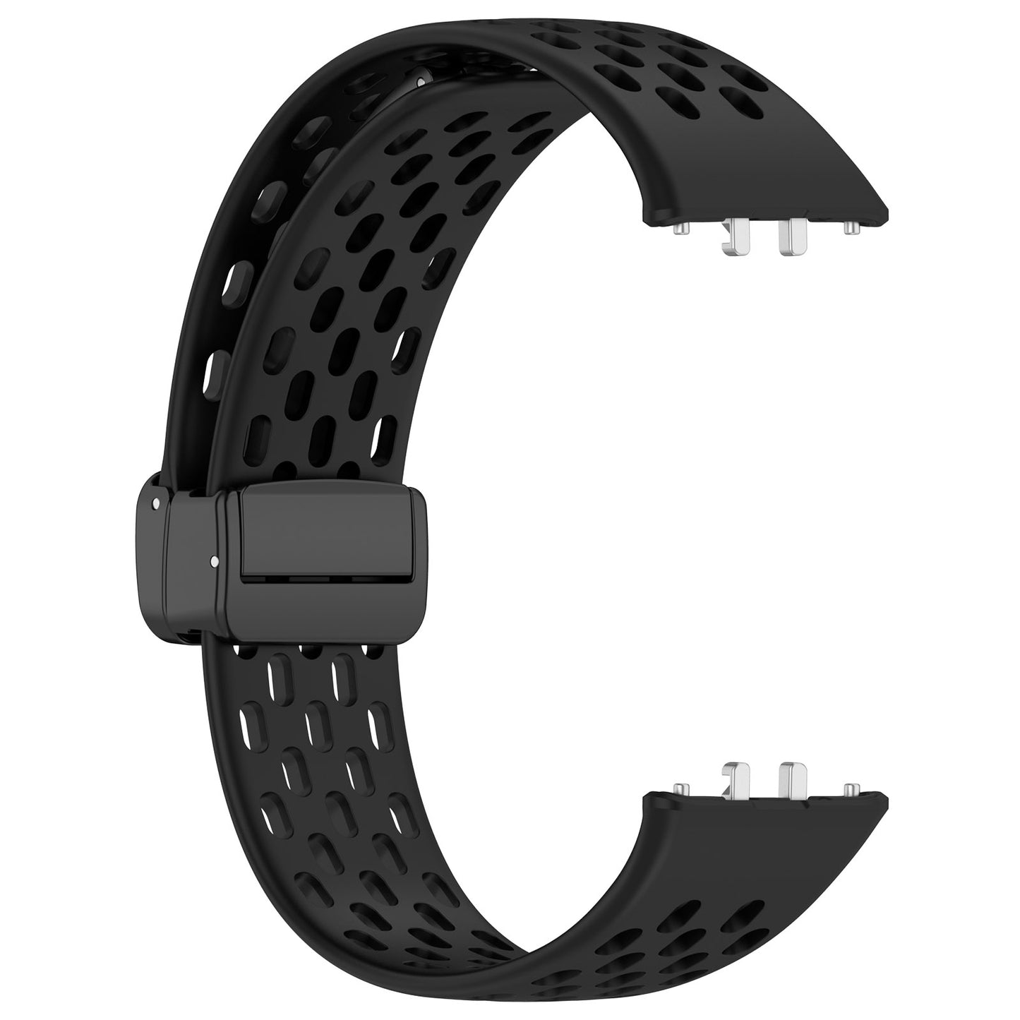 For-Samsung-Galaxy-Fit-3-Hole-Style-Magnetic-Folding-Buckle-Silicone-Watch-Band(Black)