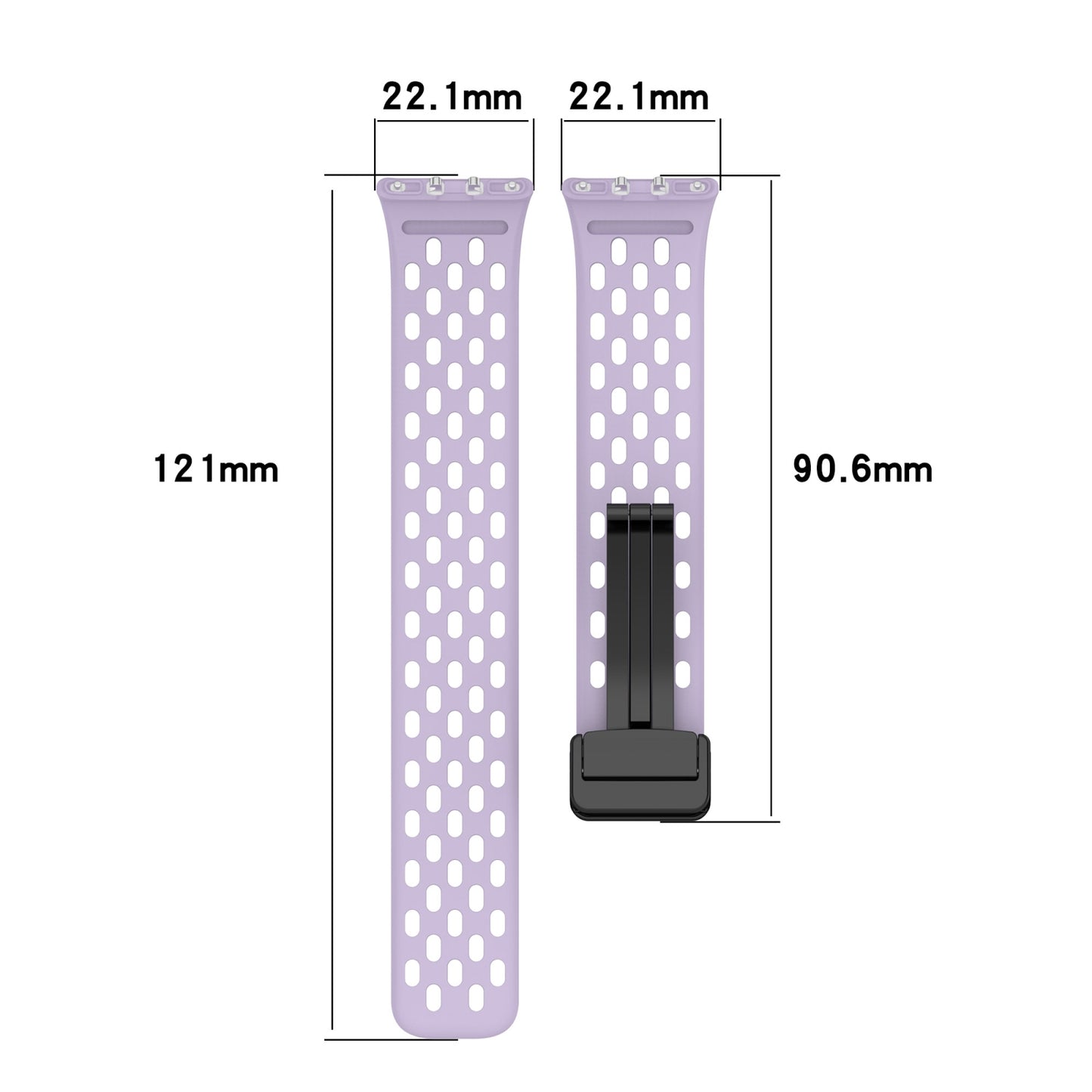 For-Samsung-Galaxy-Fit-3-Hole-Style-Magnetic-Folding-Buckle-Silicone-Watch-Band(Black)