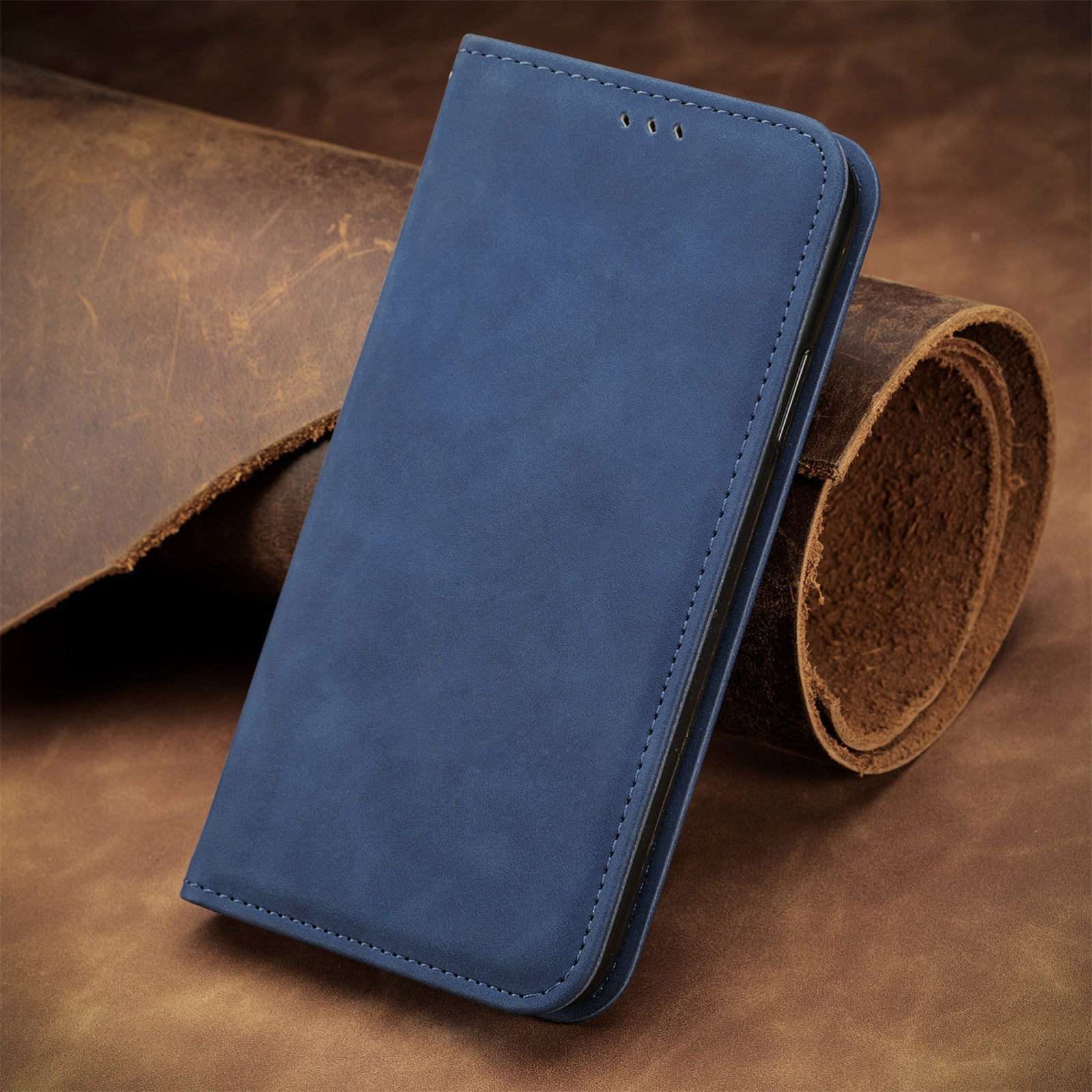 For-Honor-Magic6-Pro-Retro-Skin-Feel-Magnetic-Flip-Leather-Phone-Case(Blue)