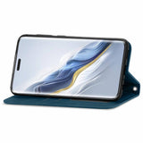 For-Honor-Magic6-Pro-Retro-Skin-Feel-Magnetic-Flip-Leather-Phone-Case(Blue)