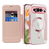 For-Google-Pixel-9-Pro-Shield-MagSafe-RFID-Anti-theft-Leather-Phone-Case(Pink)