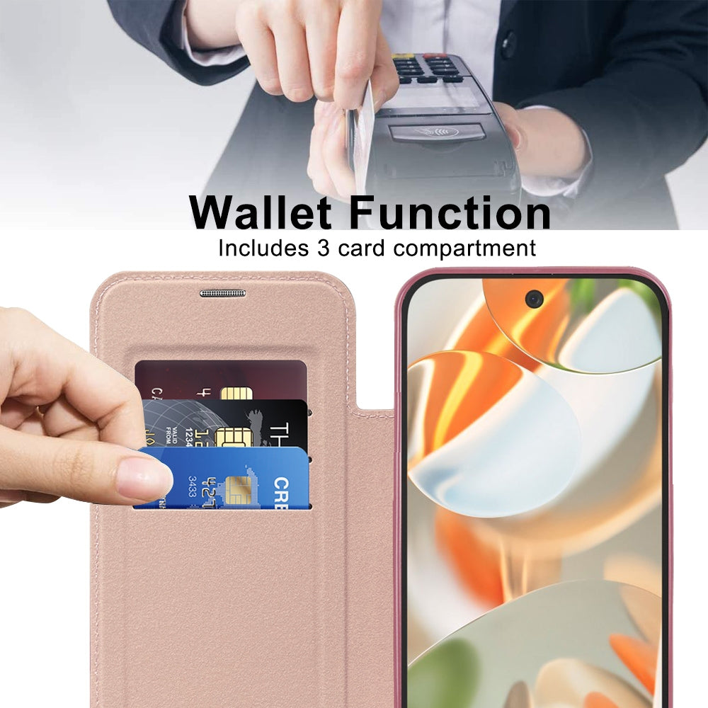 For-Google-Pixel-9-Pro-Shield-MagSafe-RFID-Anti-theft-Leather-Phone-Case(Pink)