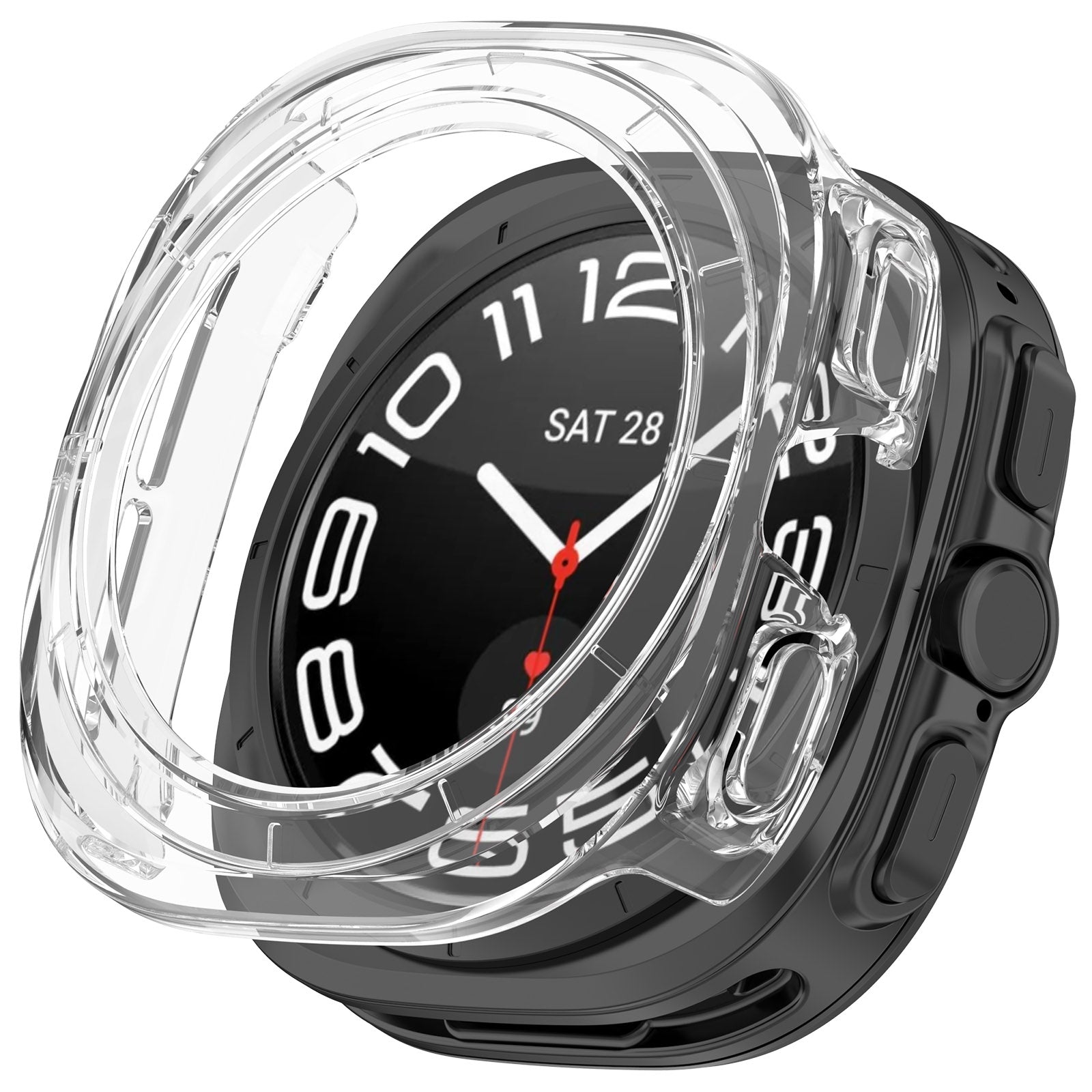 For-Samsung-Galaxy-Watch-Ultra-47mm-/-Ultra-2025-Half-Coverage-Hollowed-PC-Watch-Protective-Cover(Transparent-White)