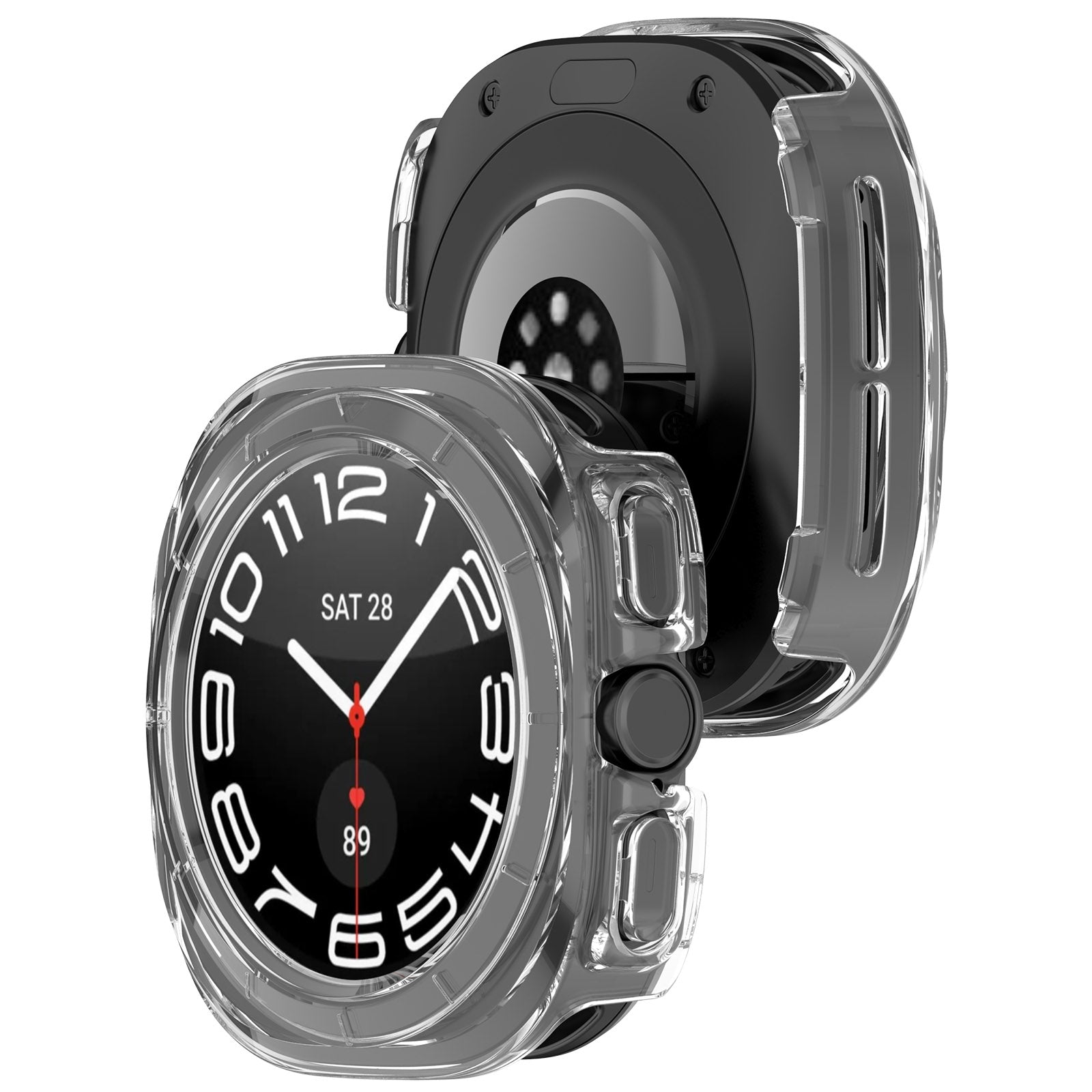 For-Samsung-Galaxy-Watch-Ultra-47mm-/-Ultra-2025-Half-Coverage-Hollowed-PC-Watch-Protective-Cover(Transparent-White)