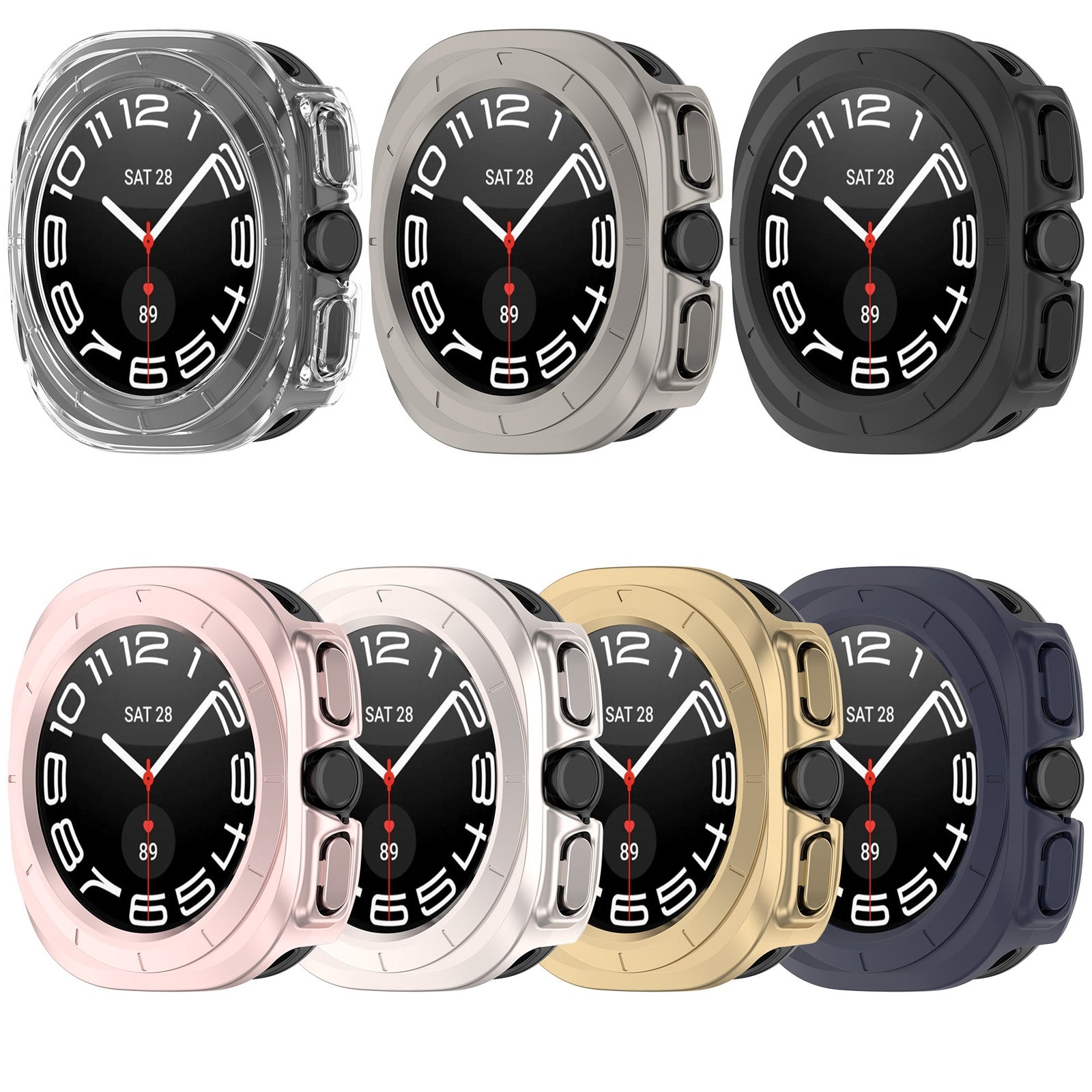 For-Samsung-Galaxy-Watch-Ultra-47mm-/-Ultra-2025-Half-Coverage-Hollowed-PC-Watch-Protective-Cover(Transparent-White)
