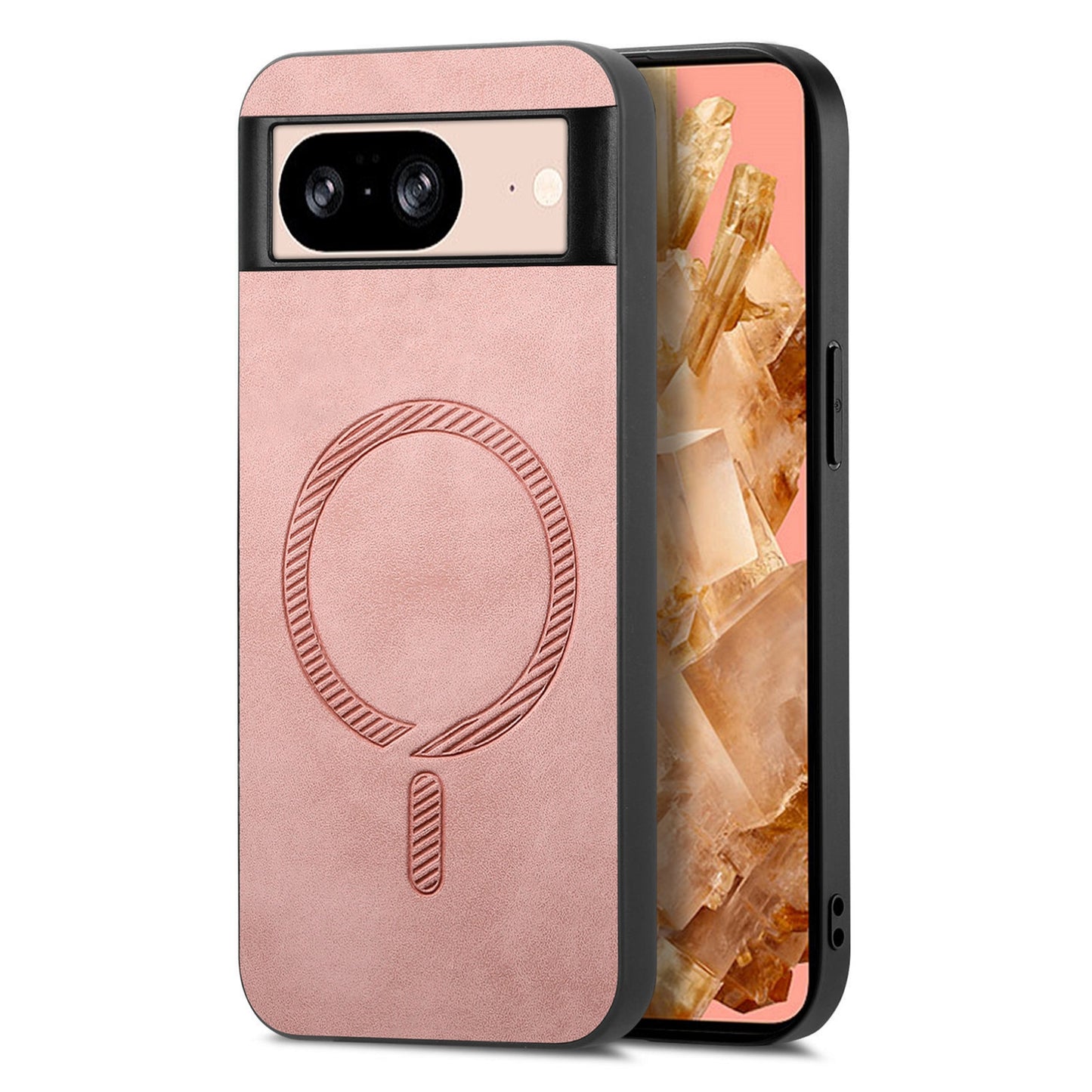 For-Google-Pixel-9-Pro-XL-Retro-Magsafe-Magnetic-PU-Back-Cover-Phone-Case(Pink)
