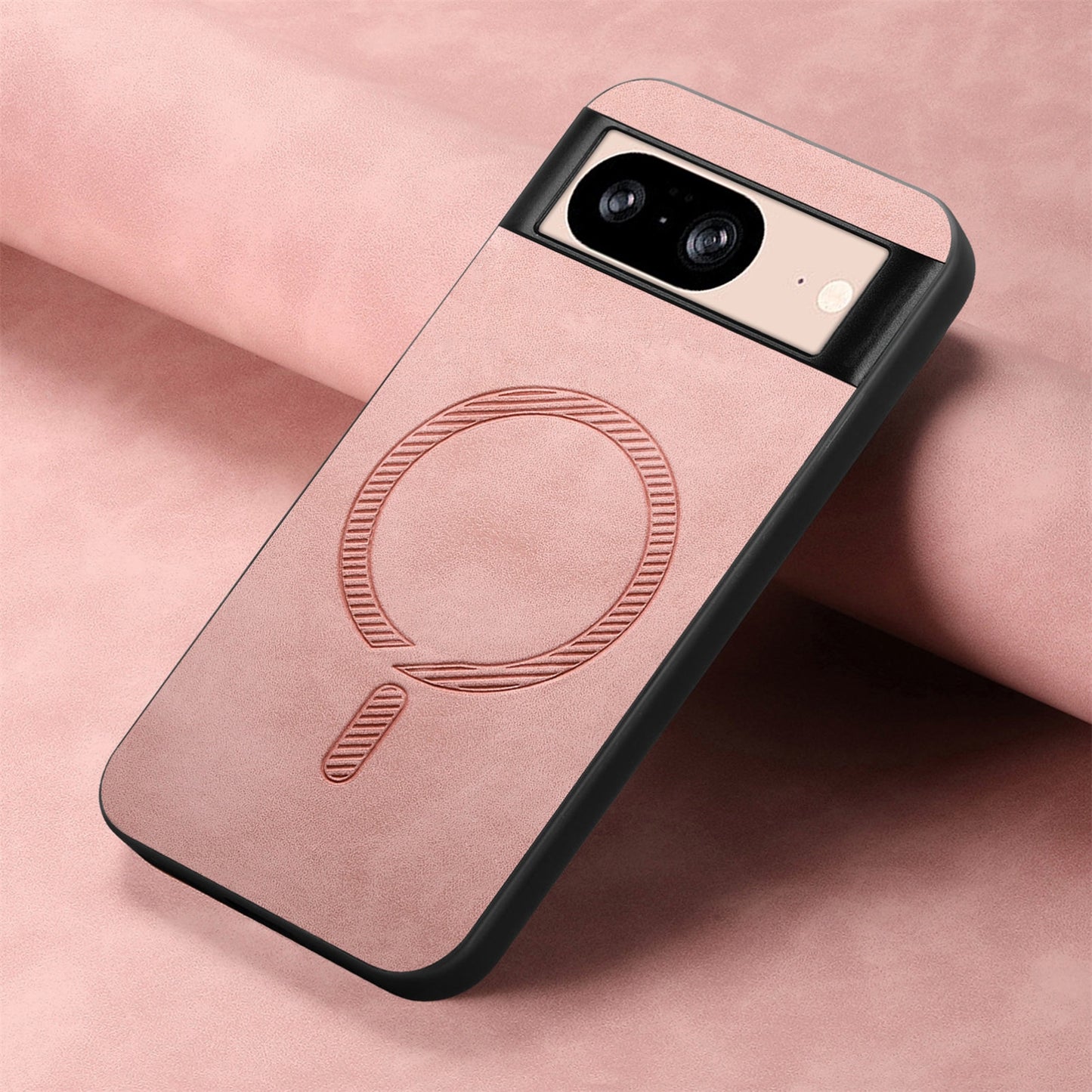 For-Google-Pixel-9-Pro-XL-Retro-Magsafe-Magnetic-PU-Back-Cover-Phone-Case(Pink)