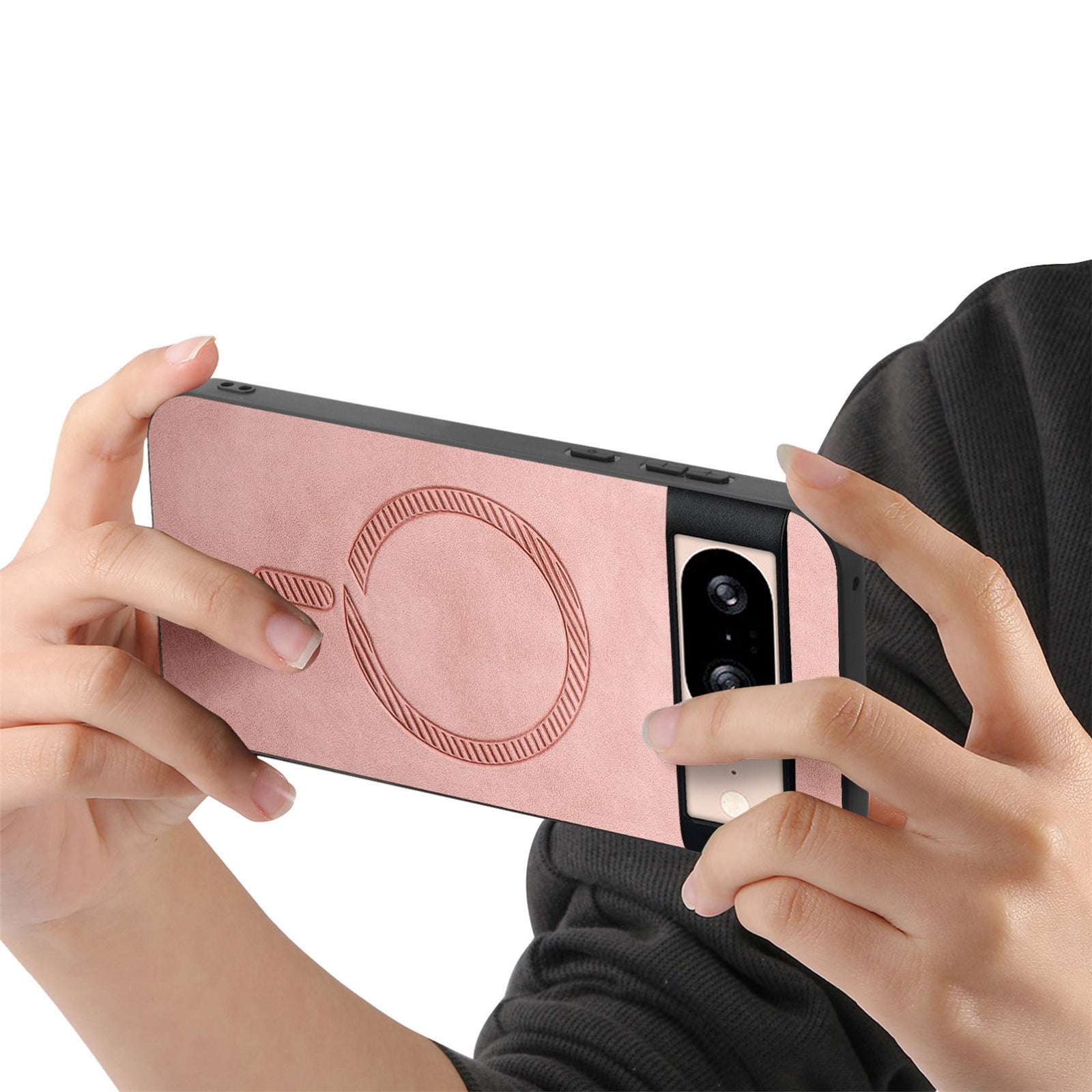 For-Google-Pixel-9-Pro-XL-Retro-Magsafe-Magnetic-PU-Back-Cover-Phone-Case(Pink)
