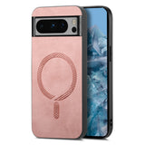 For-Google-Pixel-8-Pro-Retro-Magsafe-Magnetic-PU-Back-Cover-Phone-Case(Pink)