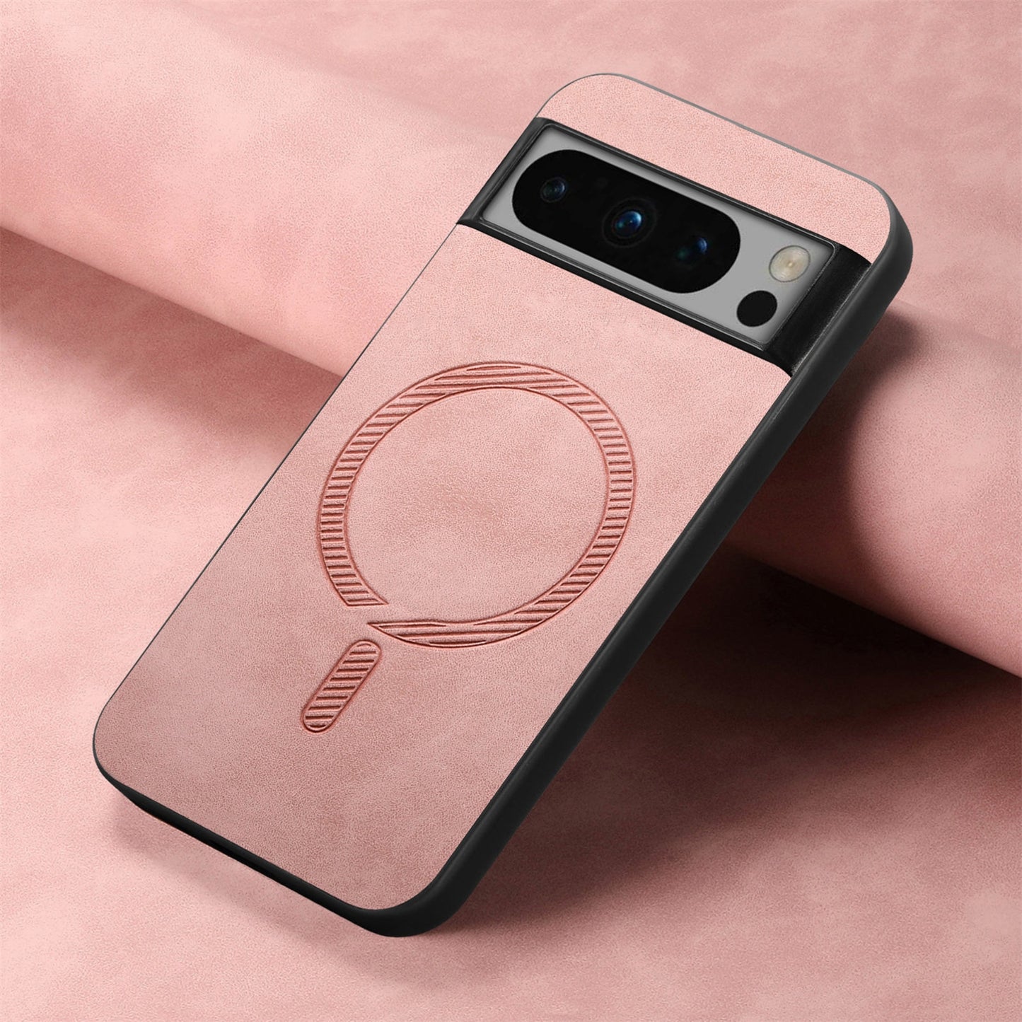 For-Google-Pixel-8-Pro-Retro-Magsafe-Magnetic-PU-Back-Cover-Phone-Case(Pink)
