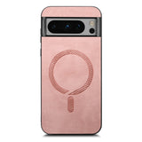 For-Google-Pixel-8-Pro-Retro-Magsafe-Magnetic-PU-Back-Cover-Phone-Case(Pink)