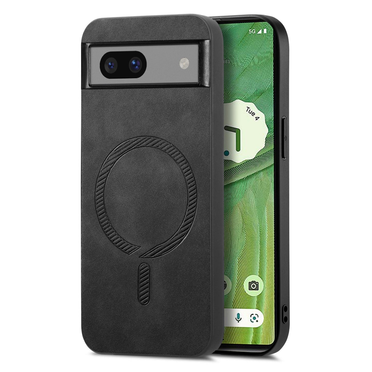 For-Google-Pixel-7-Retro-Magsafe-Magnetic-PU-Back-Cover-Phone-Case(Black)