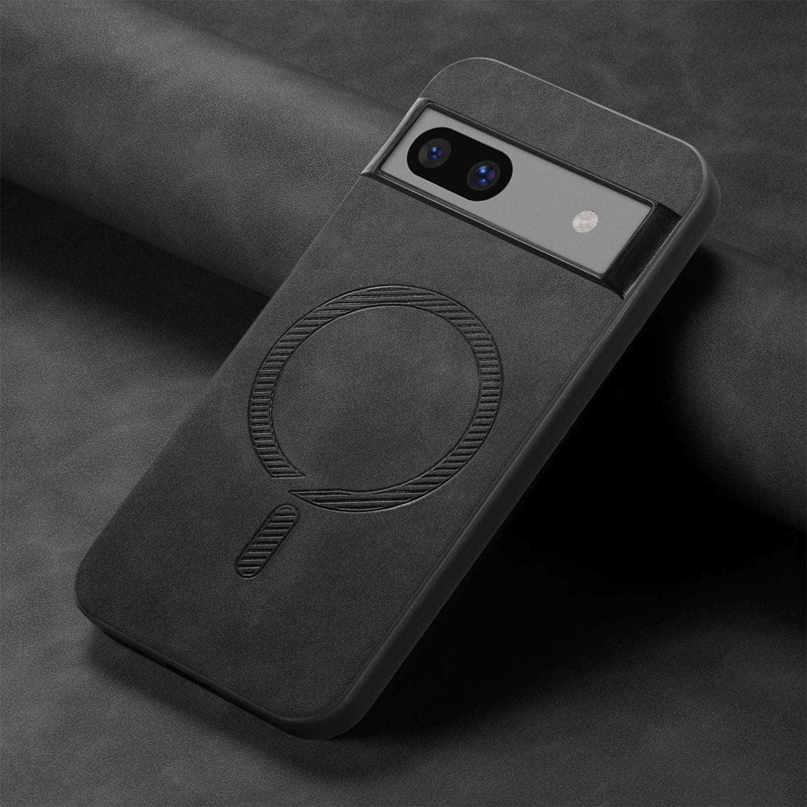 For-Google-Pixel-7-Retro-Magsafe-Magnetic-PU-Back-Cover-Phone-Case(Black)