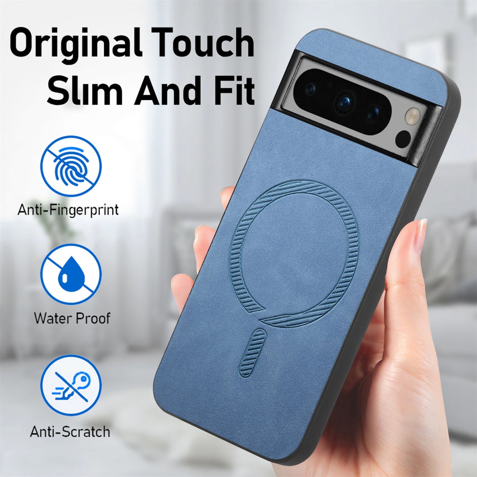For-Google-Pixel-7-Retro-Magsafe-Magnetic-PU-Back-Cover-Phone-Case(Black)
