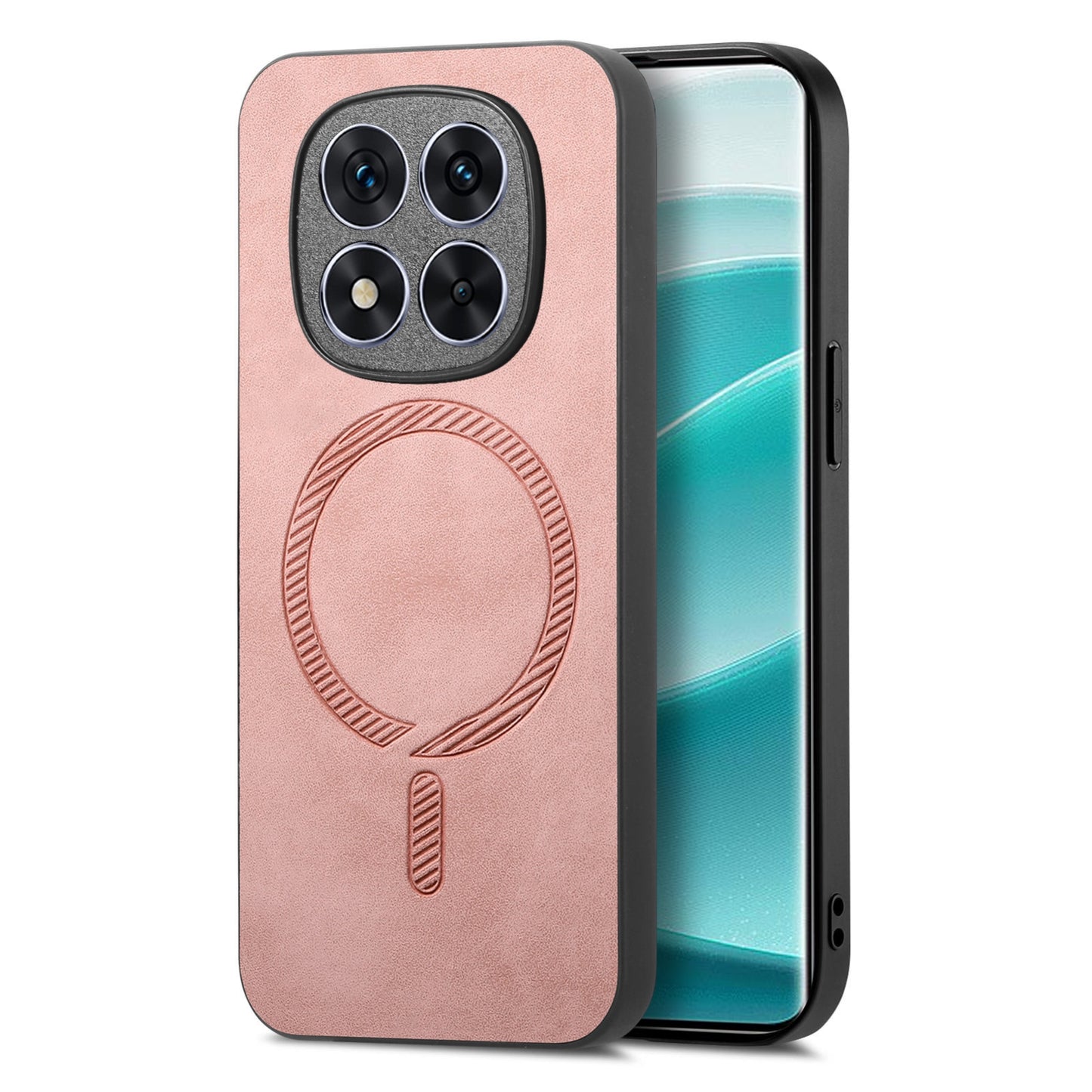 For-Xiaomi-Redmi-Note-14-5G-Solid-Color-Retro-Magsafe-PU-Back-Cover-Phone-Case(Pink)