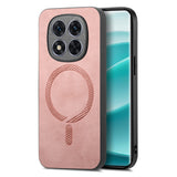 For-Xiaomi-Redmi-Note-14-5G-Solid-Color-Retro-Magsafe-PU-Back-Cover-Phone-Case(Pink)
