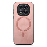 For-Xiaomi-Redmi-Note-14-5G-Solid-Color-Retro-Magsafe-PU-Back-Cover-Phone-Case(Pink)