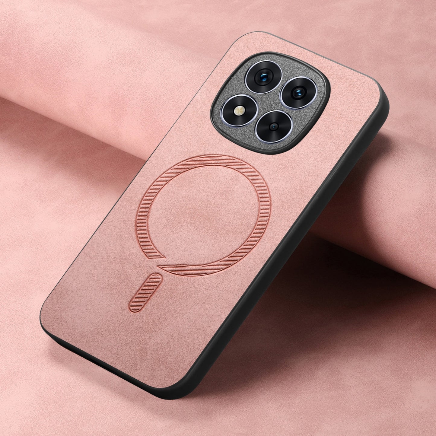 For-Xiaomi-Redmi-Note-14-5G-Solid-Color-Retro-Magsafe-PU-Back-Cover-Phone-Case(Pink)