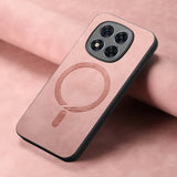 For-Xiaomi-Redmi-Note-14-5G-Solid-Color-Retro-Magsafe-PU-Back-Cover-Phone-Case(Pink)