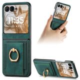 For-Motorola-Razr-50-Ultra-Retro-Skin-feel-Ring-Card-Bag-Phone-Case(Green)