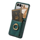 For-Motorola-Razr-50-Ultra-Retro-Skin-feel-Ring-Card-Bag-Phone-Case(Green)